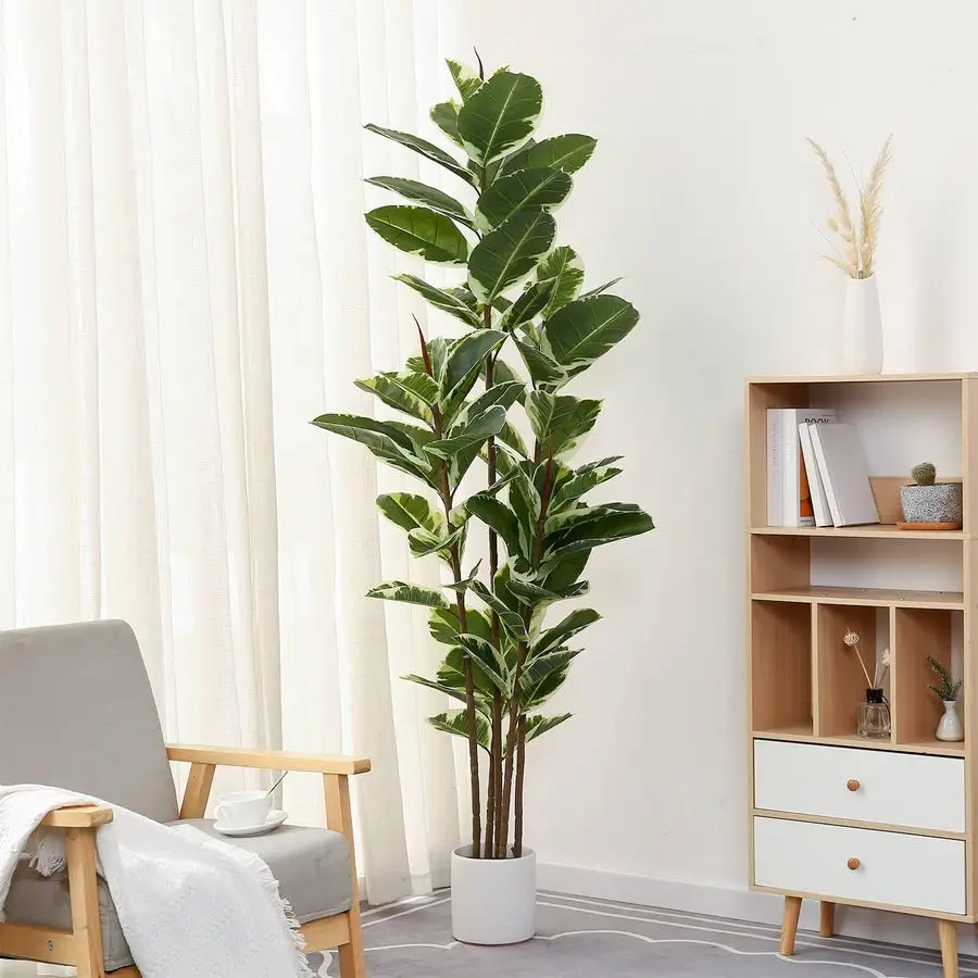 

Artificial Rubber Tree Plant 6ft Tall Faux Ficus Tree Potted Fake Tropical Plants Decorative House Plants Large Floor Artificia