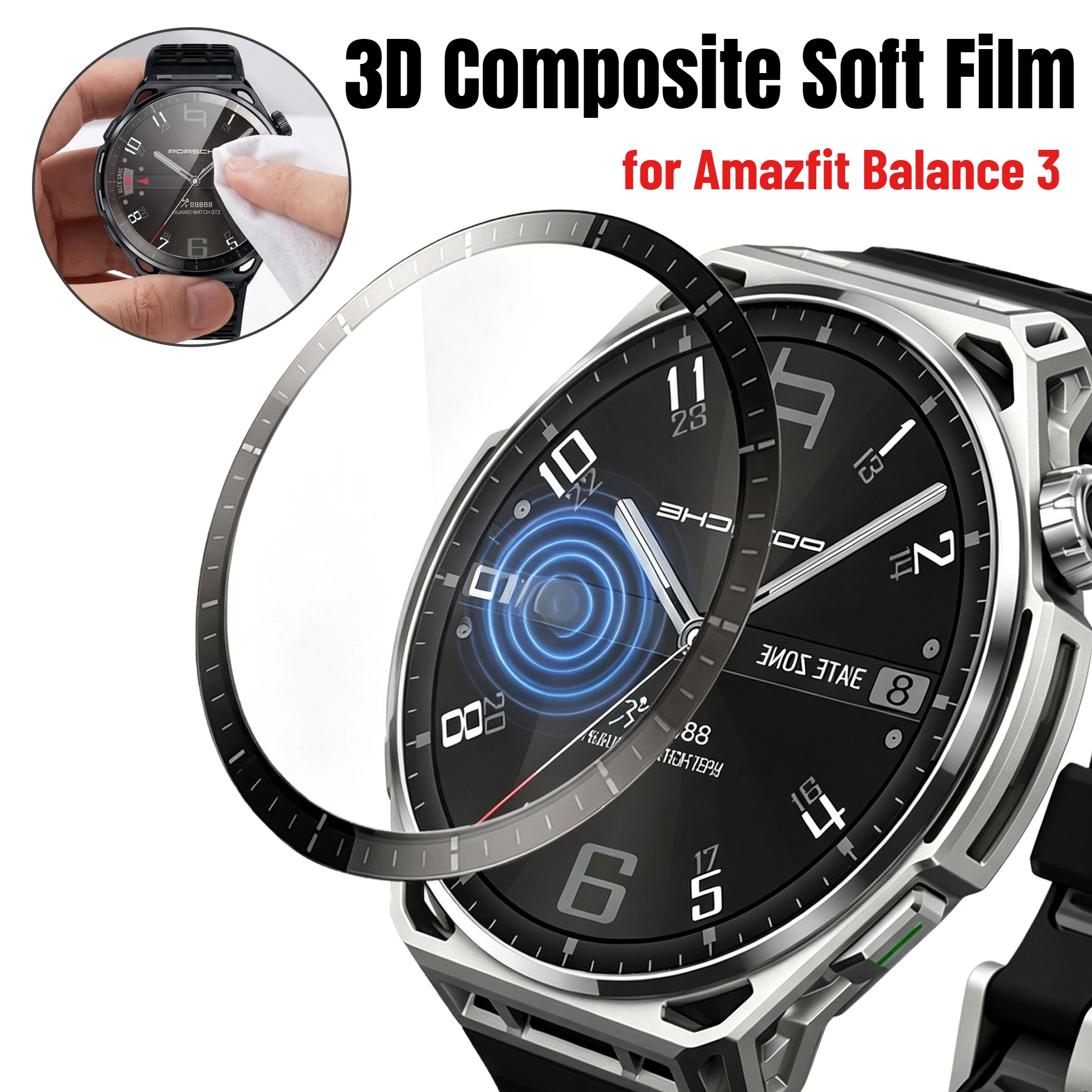 3D Composite Film Soft Film Clear Full Coverage Protective Screen Film for Amazfit Balance 3 1/2/3/5PCS Curved Screen Protector