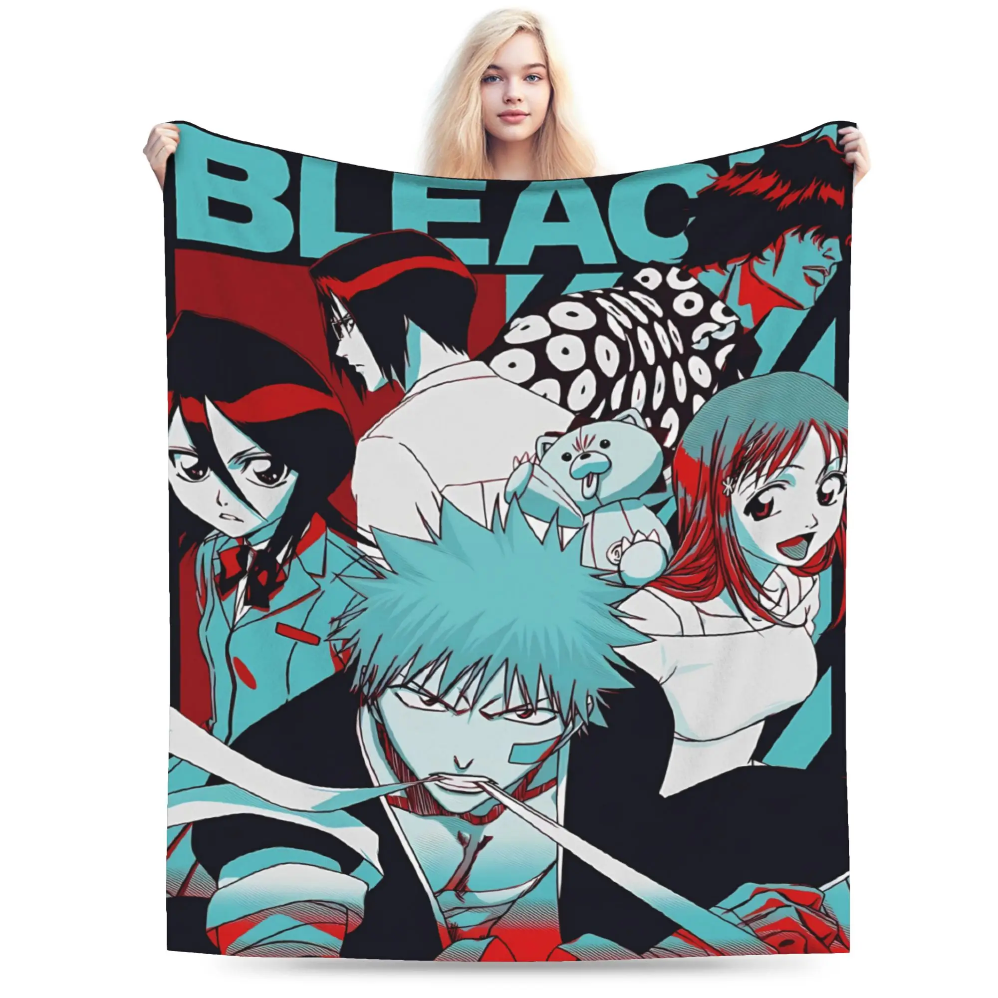 Ichigo Grimmjow Battle Soft Warm Blanket Bleached Travel Plush Throw Blanket Fluffy Couch Bed Flannel Bedspread Sofa Bed Cover