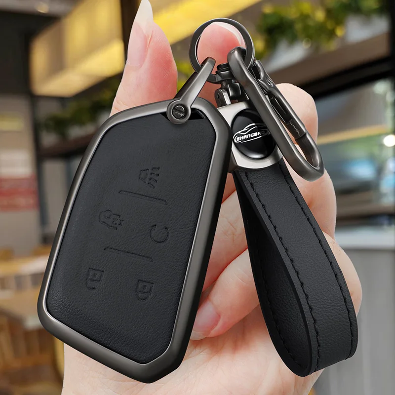 5 Bottons Alloy Car Key Fob Case Cover Shell for Cadillac CT4 CT4-V CT5 C8 Corvette LYRIQ 2022 2023 2024 Keychain Accessories