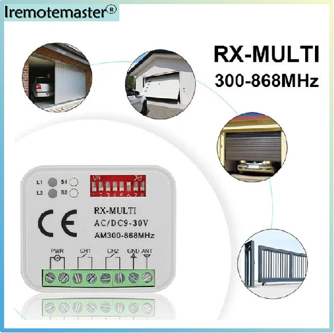 Récepteur universel de porte de garage à 2 canaux, télécommande 199.code hsm4, 433 MHz, 868 MHz, 300-900MHz, Multi Dead