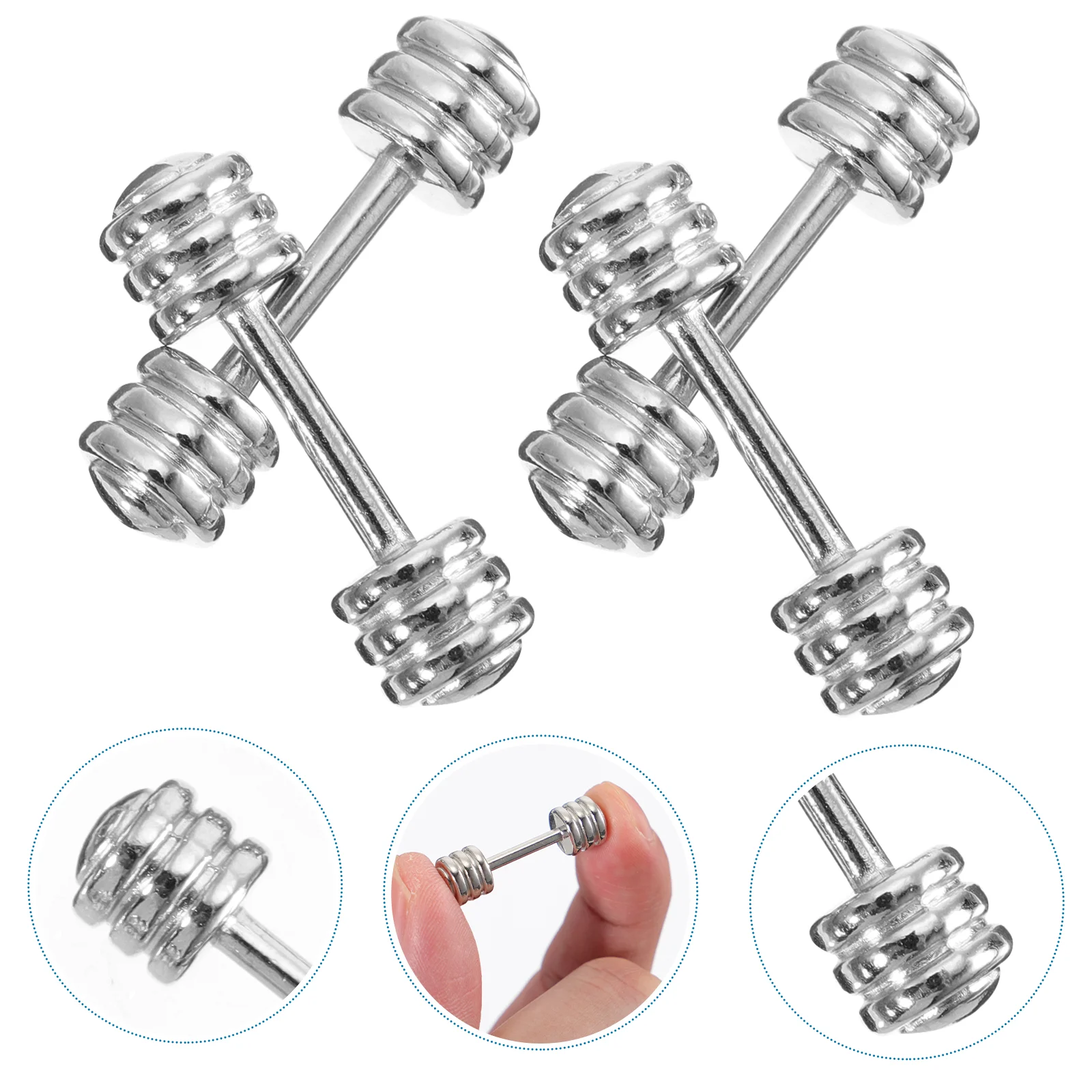 5 Pcs Dumbbell Exercise Model Dumbbells Mini Barbell Miniature Silver Gym Room Supplies