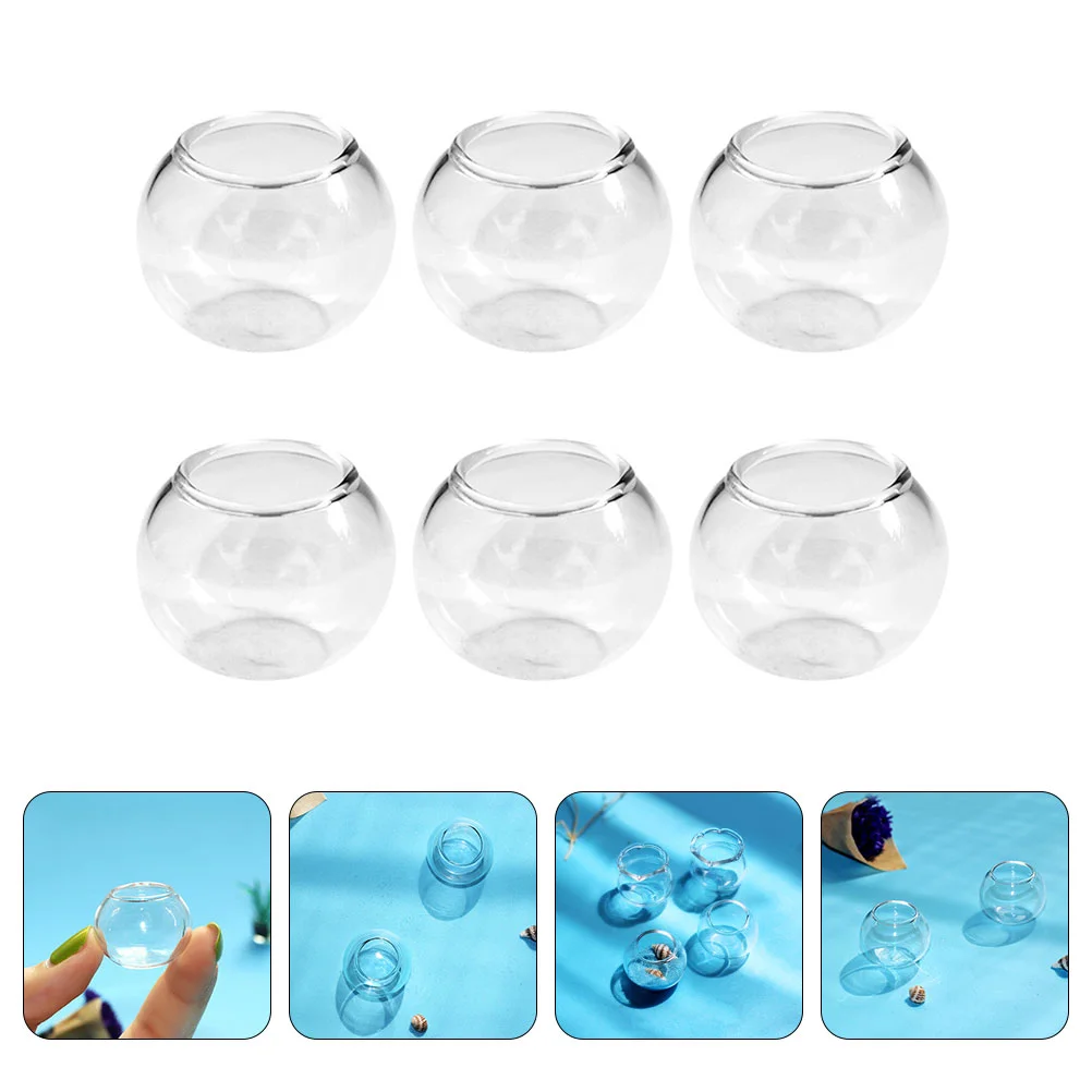 

6pcs Miniature Fish Bowls Glass Fish Tank Ornament Small Fish Tank Decor House DIY Decor