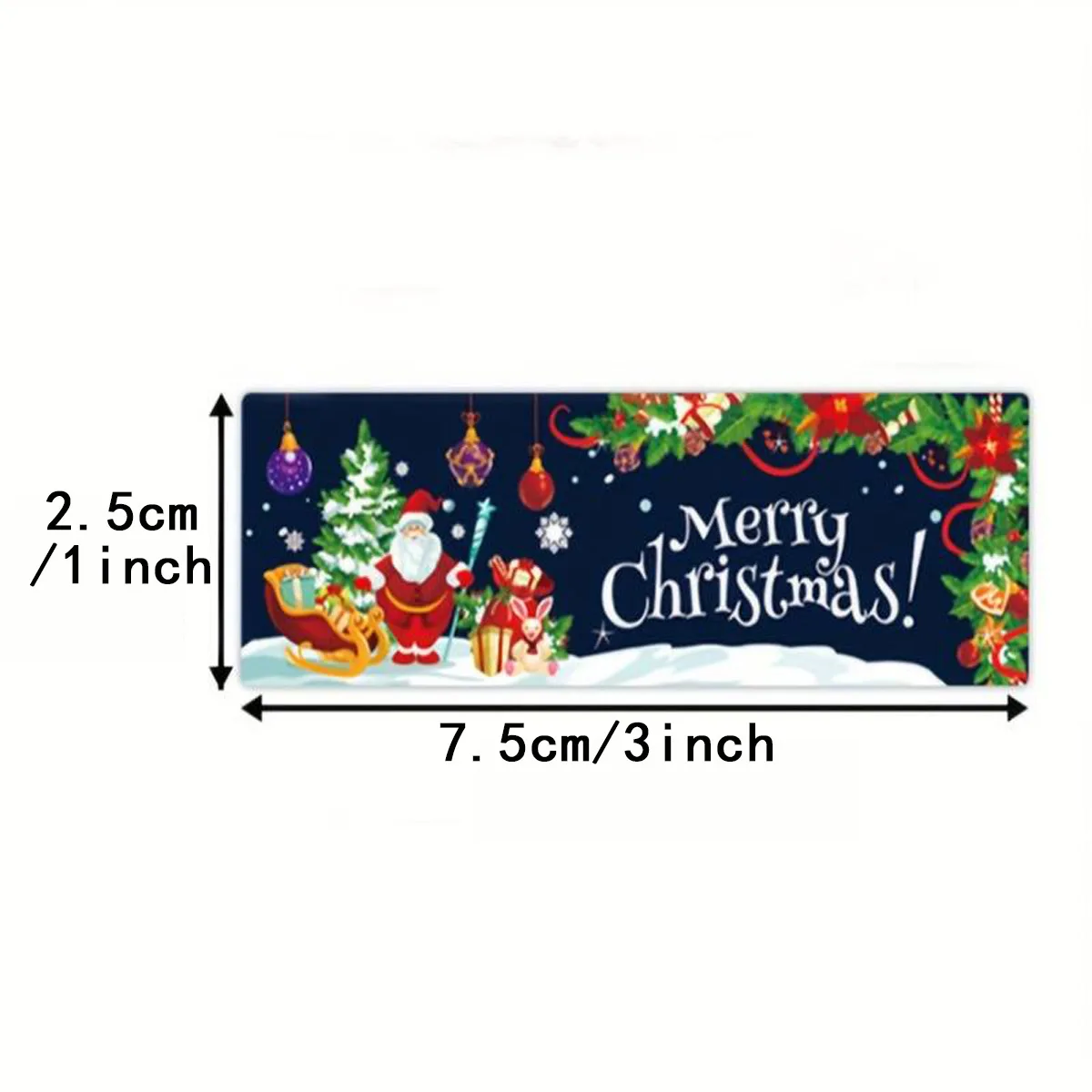 120Pcs/roll 1*3inch Santa Claus Snowman Merry Christmas Stickers Happy New Year Gift Sealing Sticker for Small Business Decor