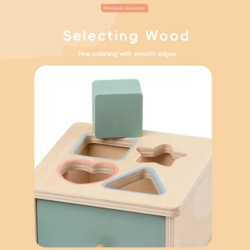 Caixa permanente de objeto de bebê montessori, brinquedo de madeira, forma de classificação de cores, caixa de correspondência, bola de moeda, caixa sensorial, habilidades motoras finas para