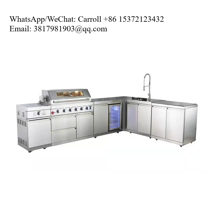 

Outdoor Kitchen Cabinets Gas BBQ Grill Customized Modular Stainless Steel 304 Cupboard Set Rotisserie Smokeless BBQ Islands