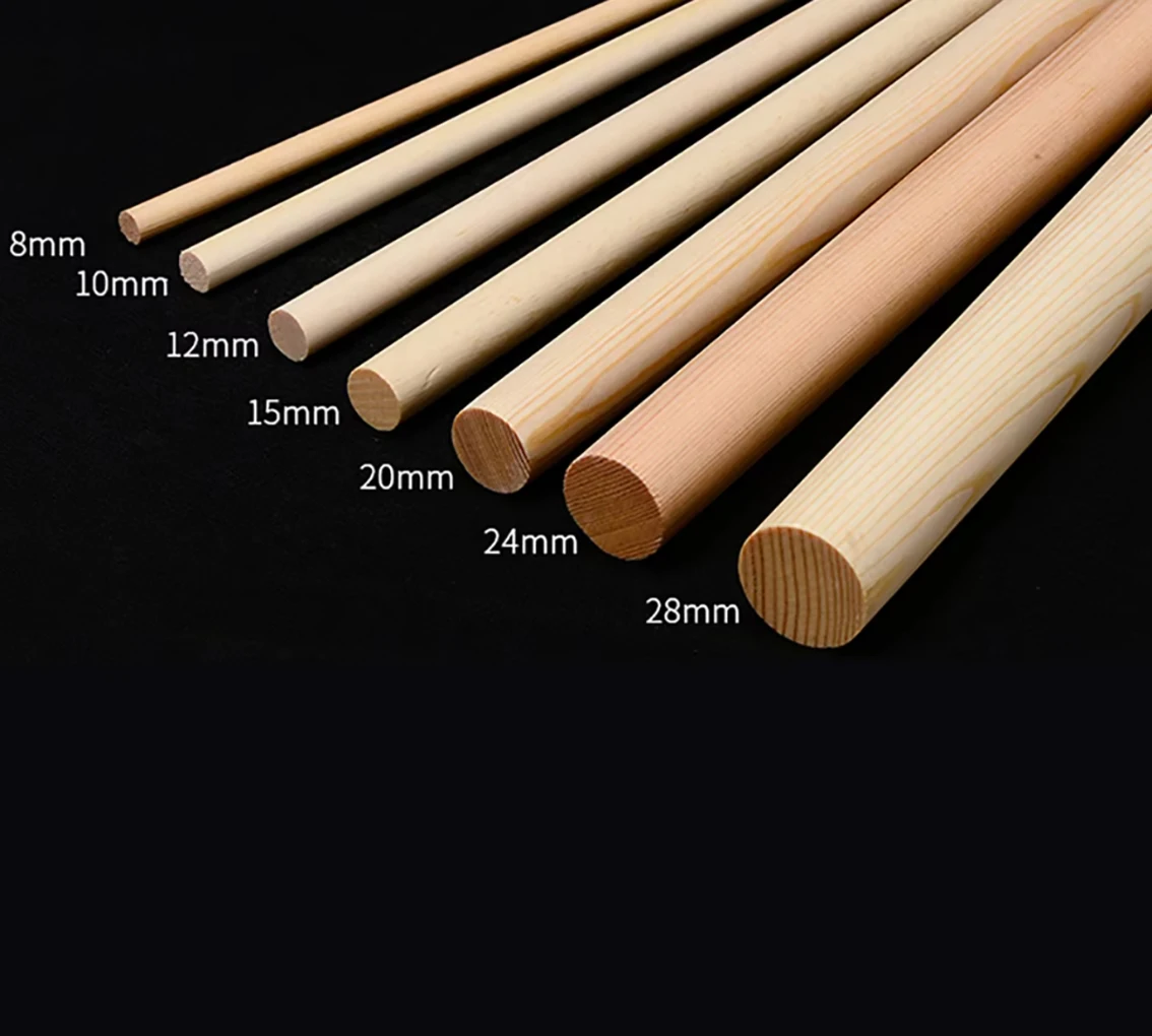 Round/Semicircle Solid Pine Strips DIY Model Material Crafts Decoration Making Parts Length 100mm-300mm Pine Wood Rods 8mm-28mm