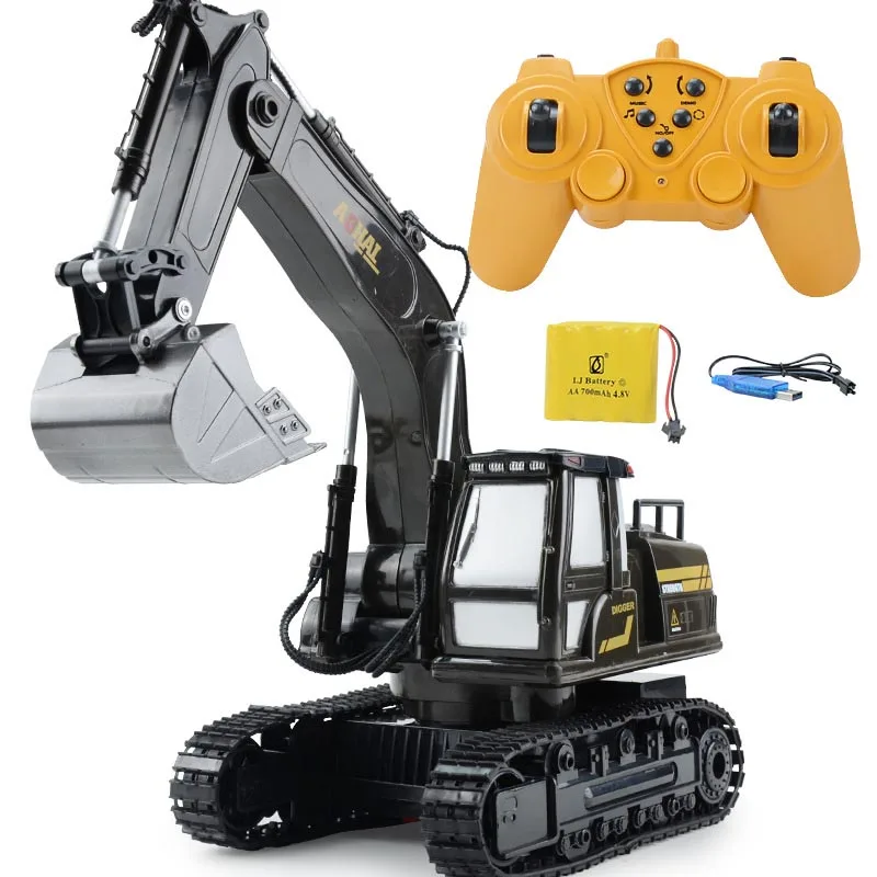 Children Alloy 8CH Rc Engineering Vehicle Steering Wheel Remote Control Dump Truck Crane Mixer Excavator Lift Truck Outdoor Toy