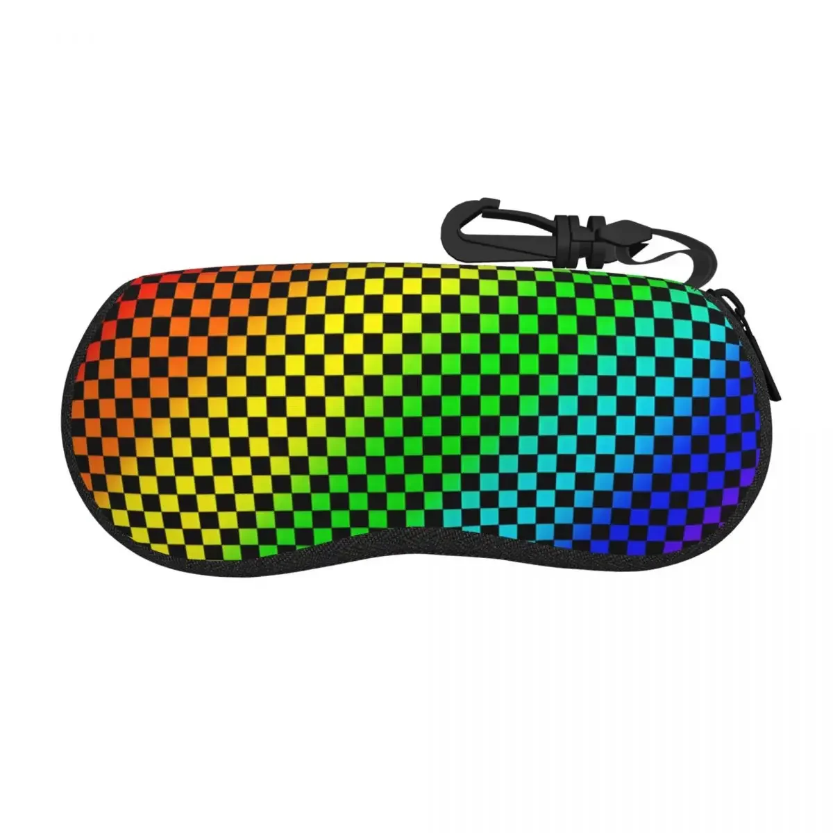 

Custom Black Rainbow Squares Pattern Checkered Flag Shell Glasses Case Unisex Fashion Eyeglasses Case Sunglasses Protector Box