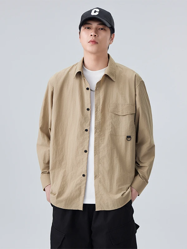 

Spring Autumn New Sle Men's Long Sve Casual irt Thin Versatile Haome Top Nylon Material Breathable Youthful Trend