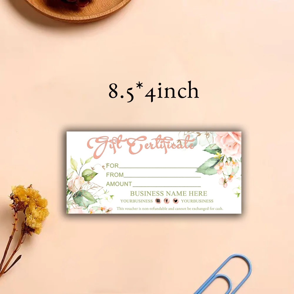 Customized Floral Gift Certificates, Personalized Modern, Beautiful Gift Certificates, Instant Customization