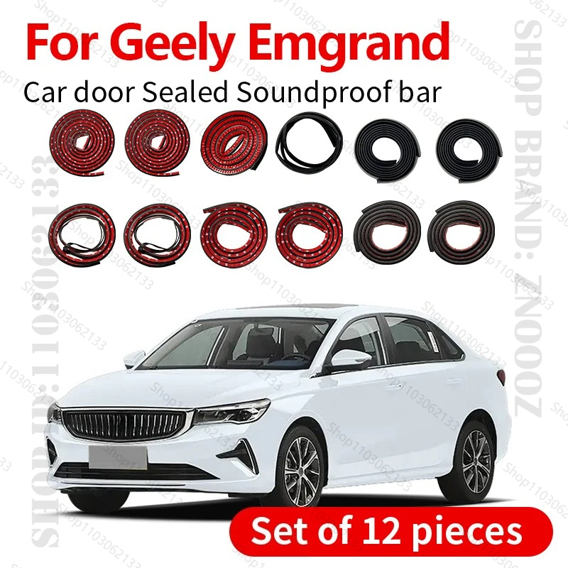

For Geely Emgrand Car Door Seal Strip Rubber Double Layer Sealing Protector Soundproof Strip Dustproof Seal Strip 12PCS Set