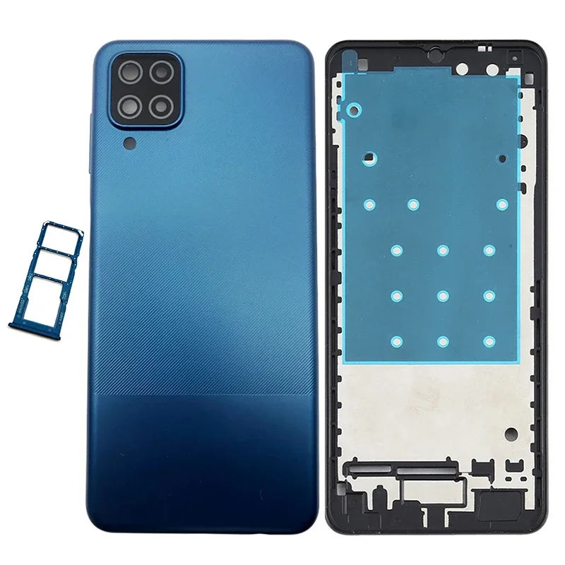 middle frame For Samsung Galaxy A12 A125 A125F Battery Back Cover Door Rear Housing Case With SIM Card Tray