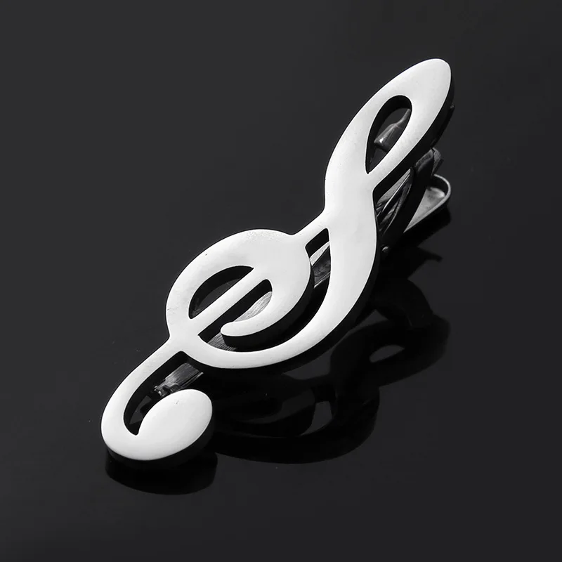 Creative notes clip men's senior titanium steel personalized piano musical instrument fashion stainless steel tie clip