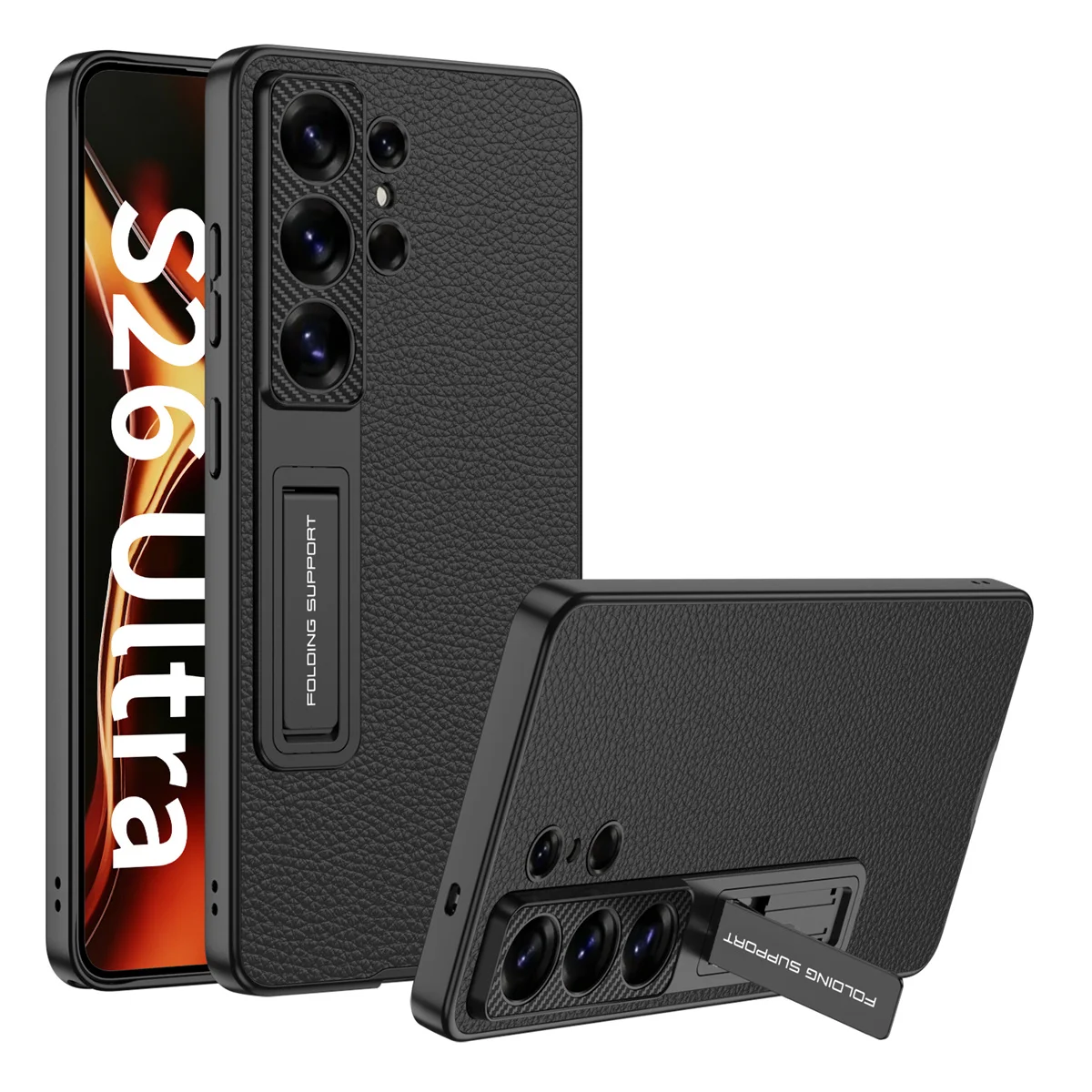 Galaxy S26 Ultra Handyhülle für Samsung Galaxy S26 Ultra mit Wildleder-Ständer Unsichtbare Halterung Stoßfeste Schutzhülle