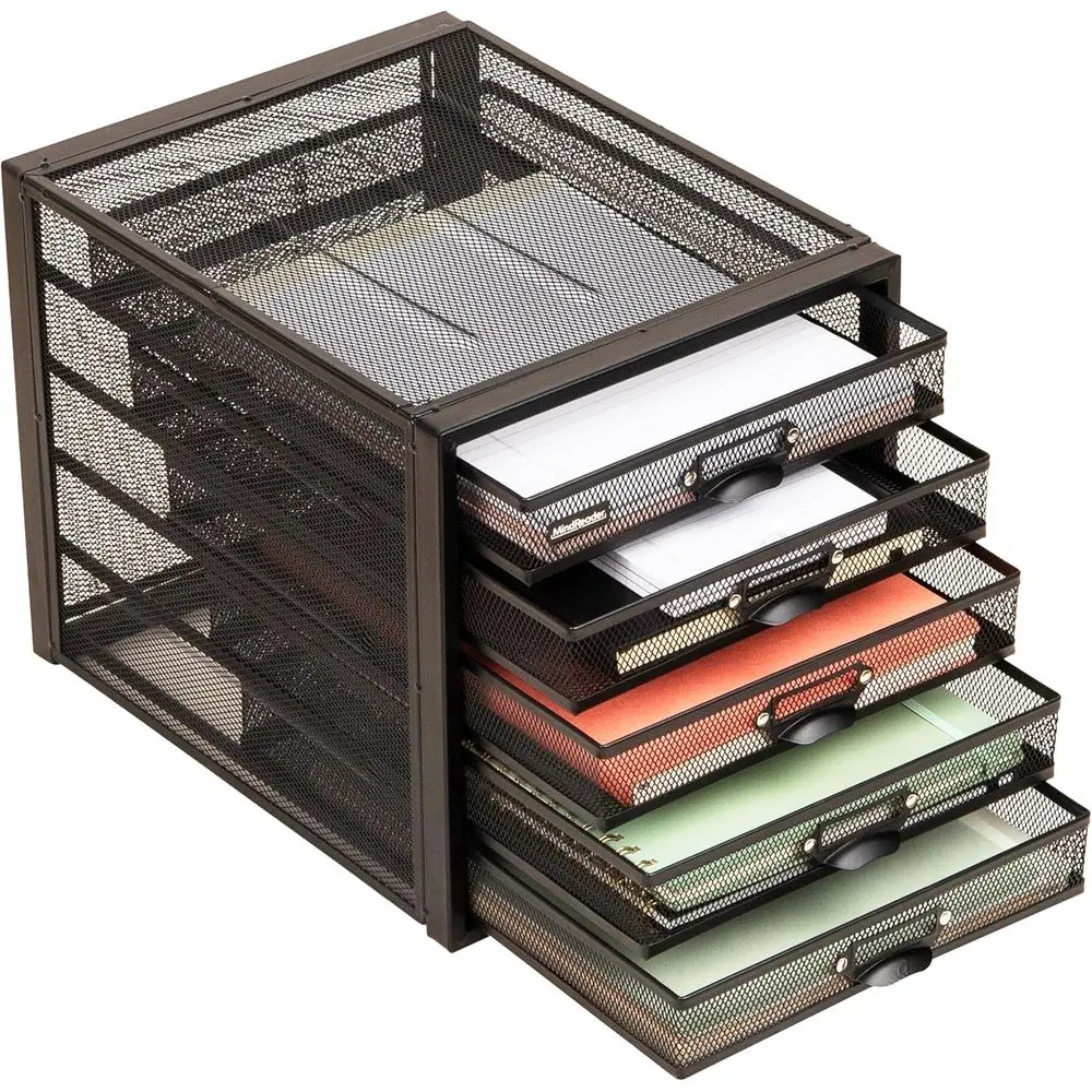 

Multi-Purpose Metal Mesh Desk Organizer, 11L x 14W x 11H, Holds 5 Items, Black