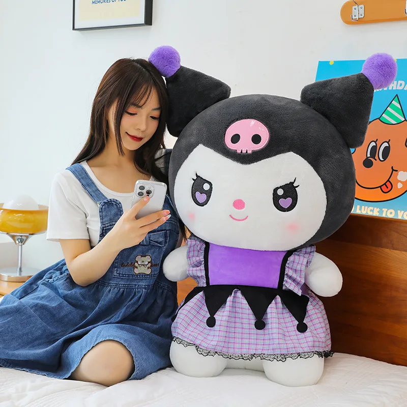 

40-60cm Sanrio Cute Kurome Plush Toy Doll Purple Skirt Cartoon Animal Stuffed Doll Girl Sleeping Pillow Children's Birthday Gift