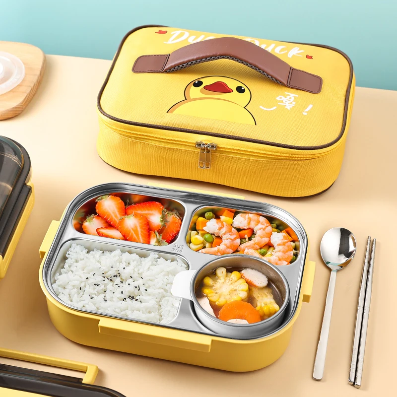 Japanese genuine MUJI 304 stainless steel special thermal insulation lunch box for primary school students Children's separated