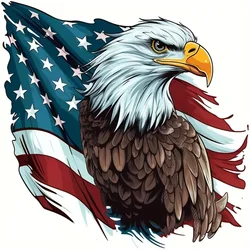 American Flag Eagle Bumper Sticker - Patriotic, Car, Truck, SUV, Window, Vinyl, Laptop, Wall, Motorcycle