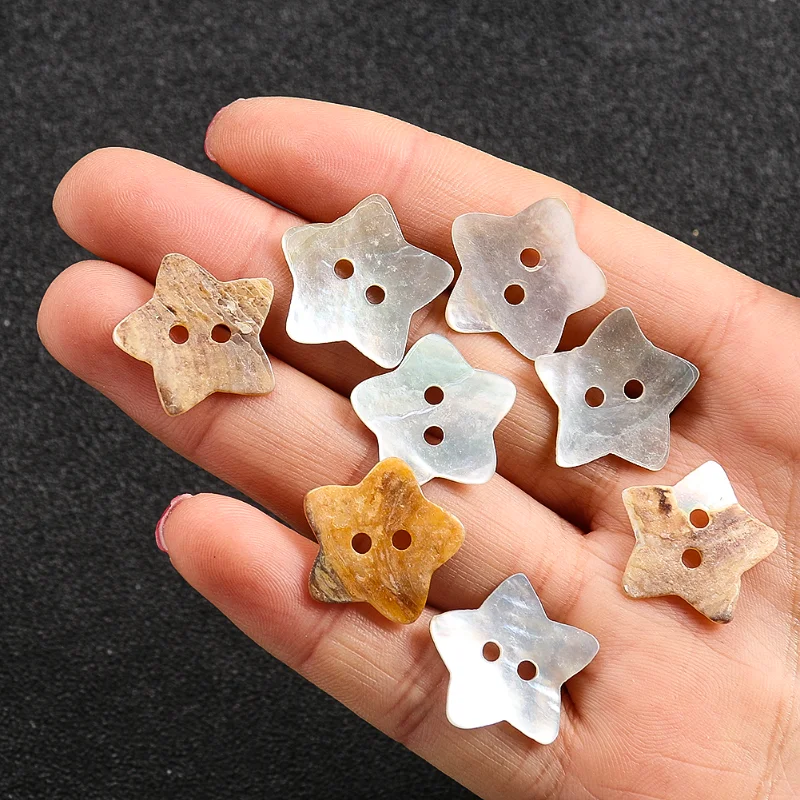 10PC Pentagram Stars Starfish 2-holes Flatback Button Natural Pinctada Martensi Mother of Pearl Shell Spacer Beads Sewing Crafts