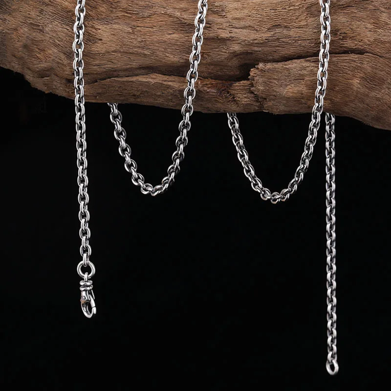 

European and American punk handsome necklace, Thai silver rope knot collarbone chain pendant, pure silver necklace