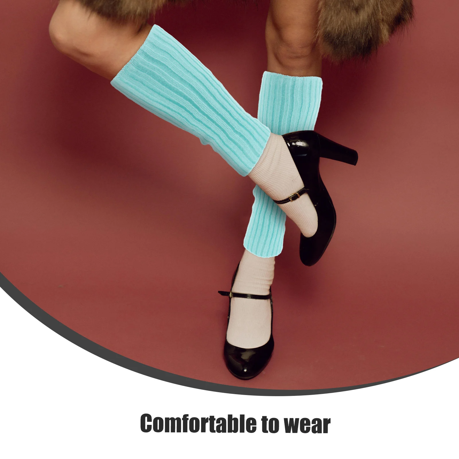 

2Pairs Knitting Stockings Warm Socks Knitted Leg Warmers Winter Autumn Durable Fashion Stockings Women Warm Socks