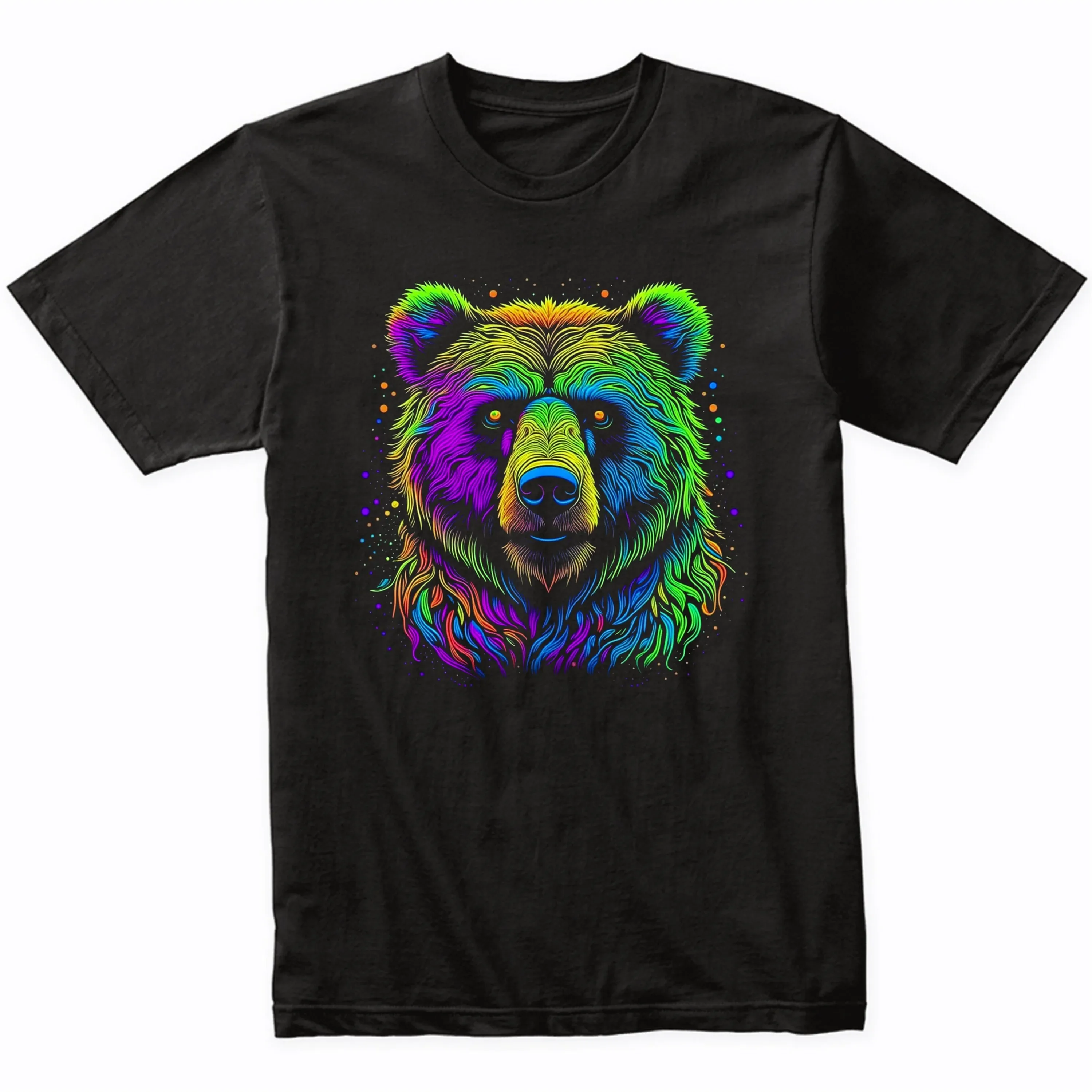 Grizzly Bear Psychedelic Animal Art T Shirt Vibrant Colorful Bright Watercolor Rainbow Nature Lover