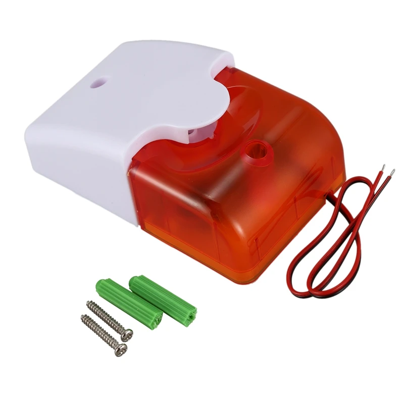 Minisirena de advertencia estroboscópica con cable, sistema de alarma de seguridad para el hogar, luz intermitente, 12V de CC, 115Db