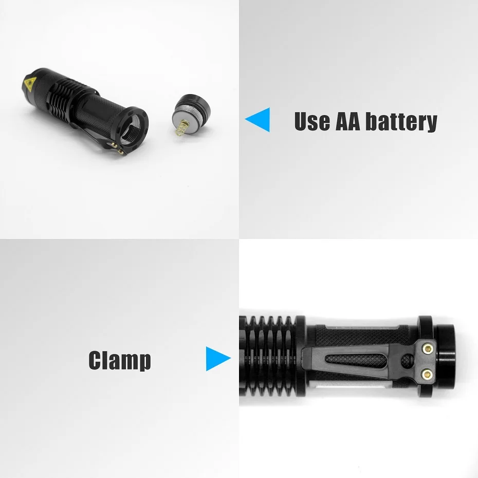 4 Modes Portable Working Flash lamp White LED Flashlight Zoomable torch flashlight Lighting lantern Use AA 14500 Battery Light