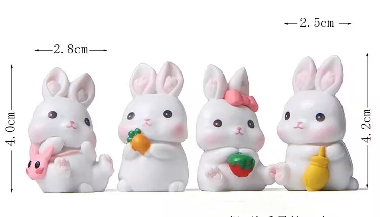 4Pcs/Set Cartoon Rabbit Doll Action Toy Figures 2-4CM