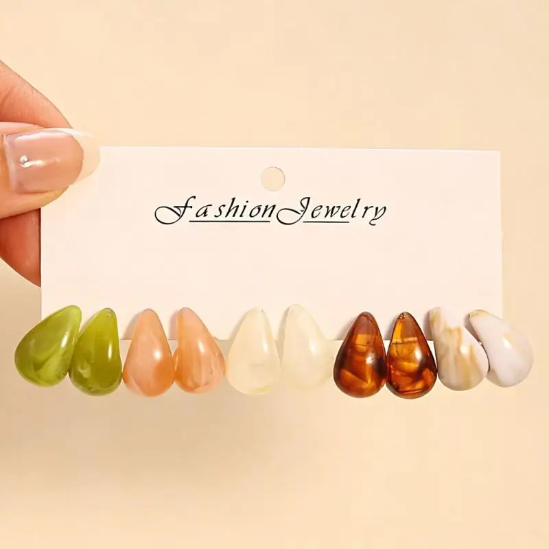Water Droplet Earring Set Colorful Lightweight Hypoallergenic Jewelry for Women Wedding Bridesmaid Accessory