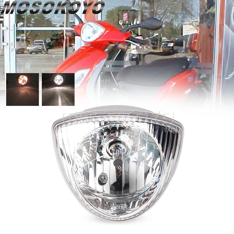 

Motorcycle Scooter Front Headlight for Piaggio Fly 50 100 125 2T 4T Euro 3 Liberty 50 125 Headlamp High Low Beam Light Lamp 12V