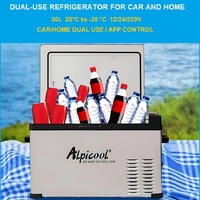 Alpicool C30 30L Durable 12V/24V/100-240V Compressor Car Refrigerator Dual-Use Portable Freezer for Home and Car APP Control