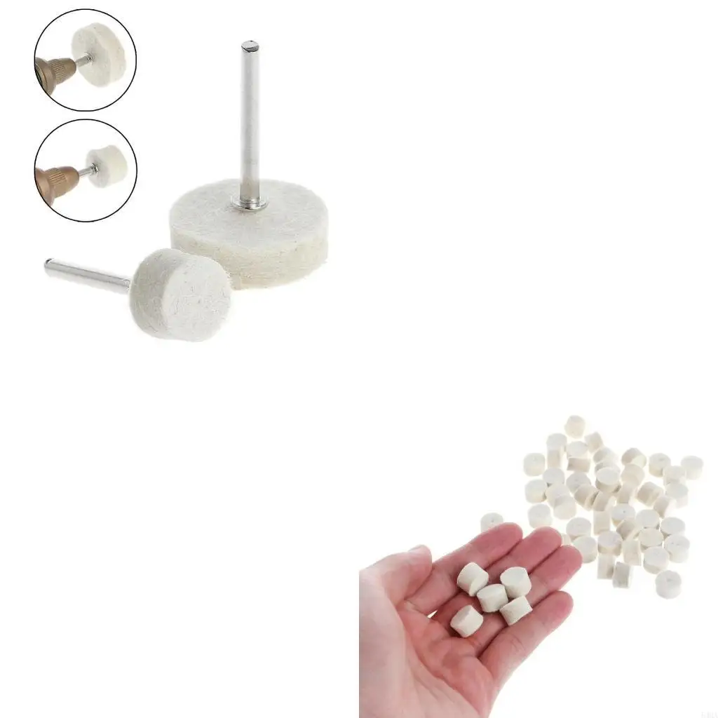 

50 Pcs 13mm Wool Felt Polishing Buffing Wheel Grinding Pad + 4Pcs 3.15 mm Shank