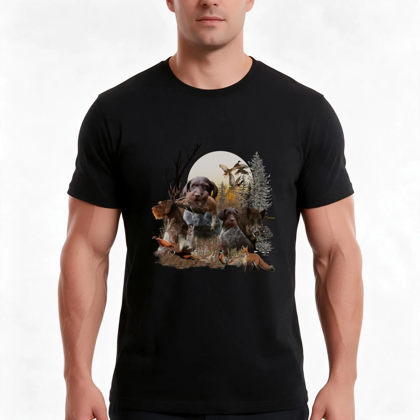 German Wirehaired Pointer, hunting season| Perfect Gift T-Shirt, Summer Casual Cotton Tee, Oversized Streetwear Tops