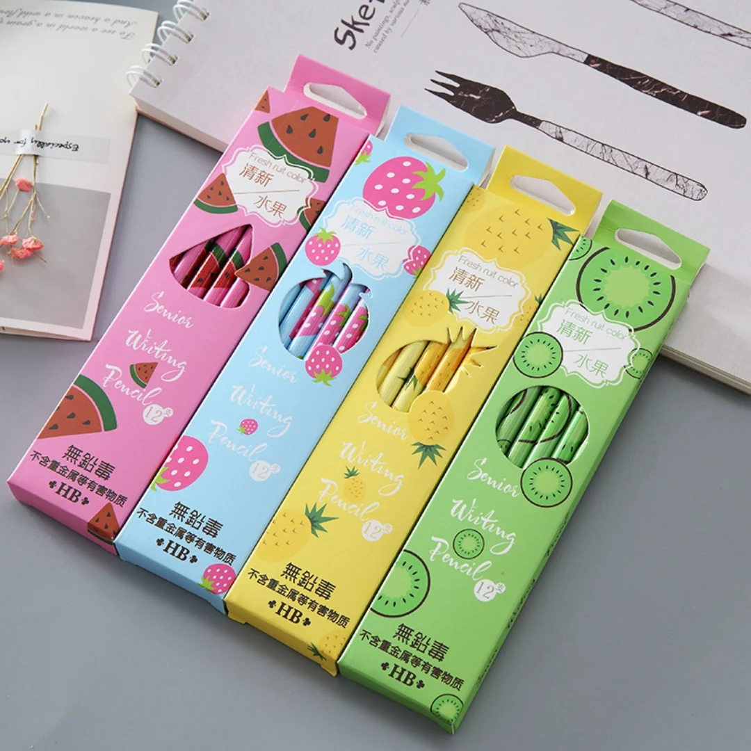 

Милые карандаши HB с фруктовым дизайном, нетоксичный набор из 12 штук, подходят для школы, офиса и в качестве подарков друзьям.