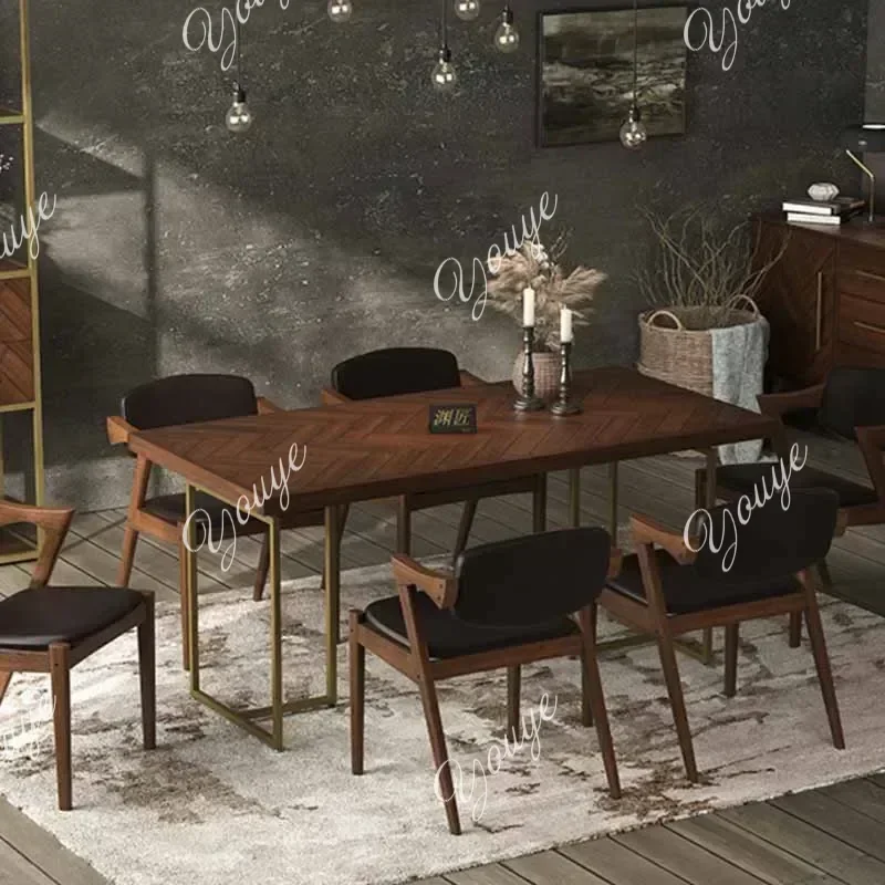 Mesa de Jantar Retangular Nórdica Moderna Grande para Cozinha e Sala de Estar com Cadeiras - Mobiliário Doméstico Exclusivo SsL-J