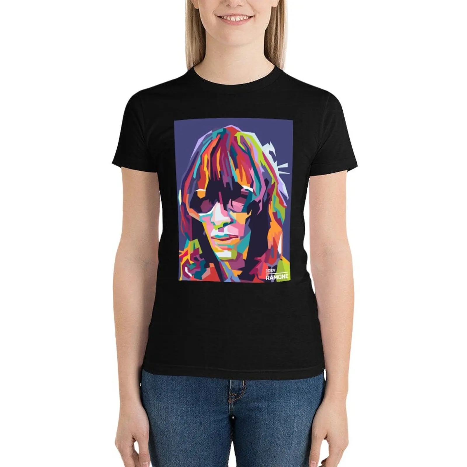 Abstract Joey Ramone in WPAP popart Illustration. T-Shirt kawaii clothes quick drying T-shirt Women