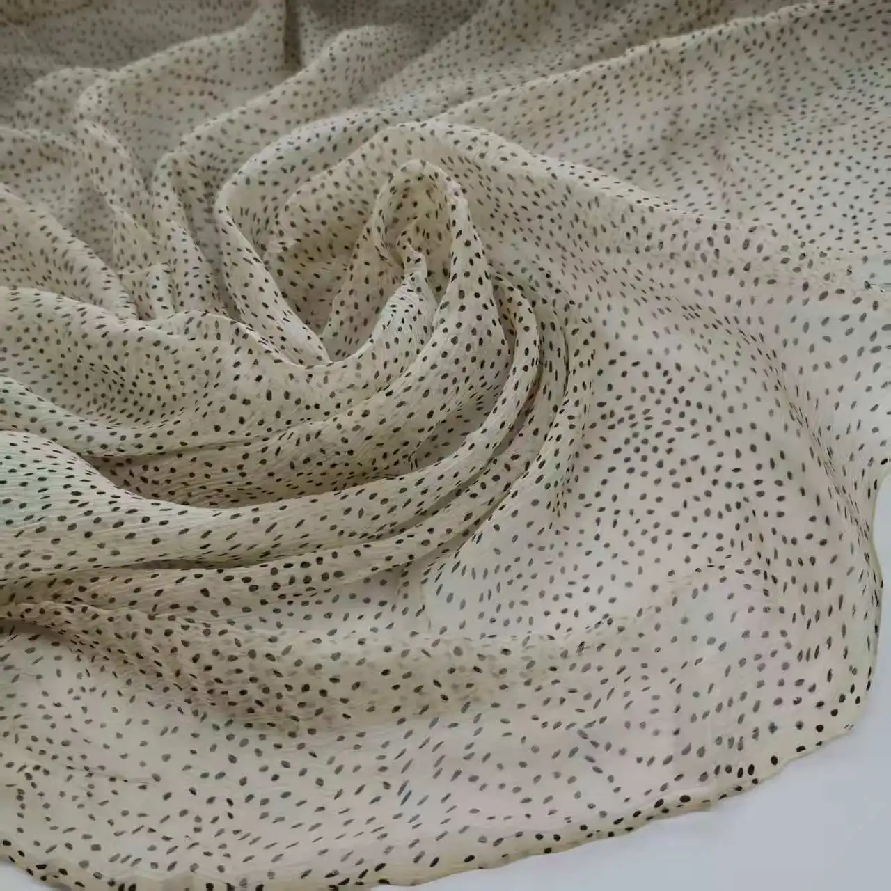 Small Dot Pure Silk Chiffon Crepe Fabric Width 135cm Soft 5mm Dress Scarf DIY Sewing Material