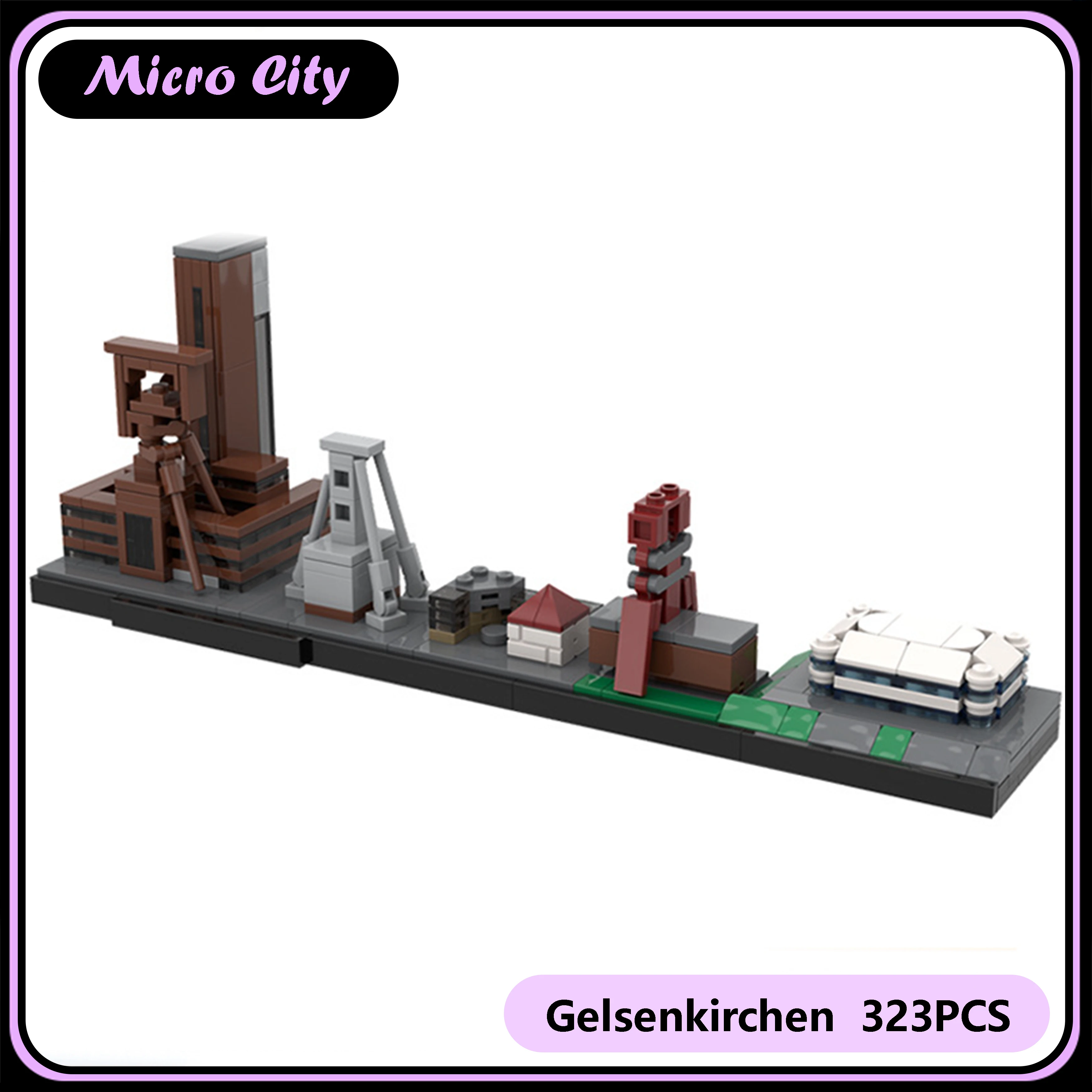 

MOC Micro City Gelsenkirchen Skyline Архитектура Строительные блоки Модель Миниатюрный городской дисплей Набор моделей Подарки для детей