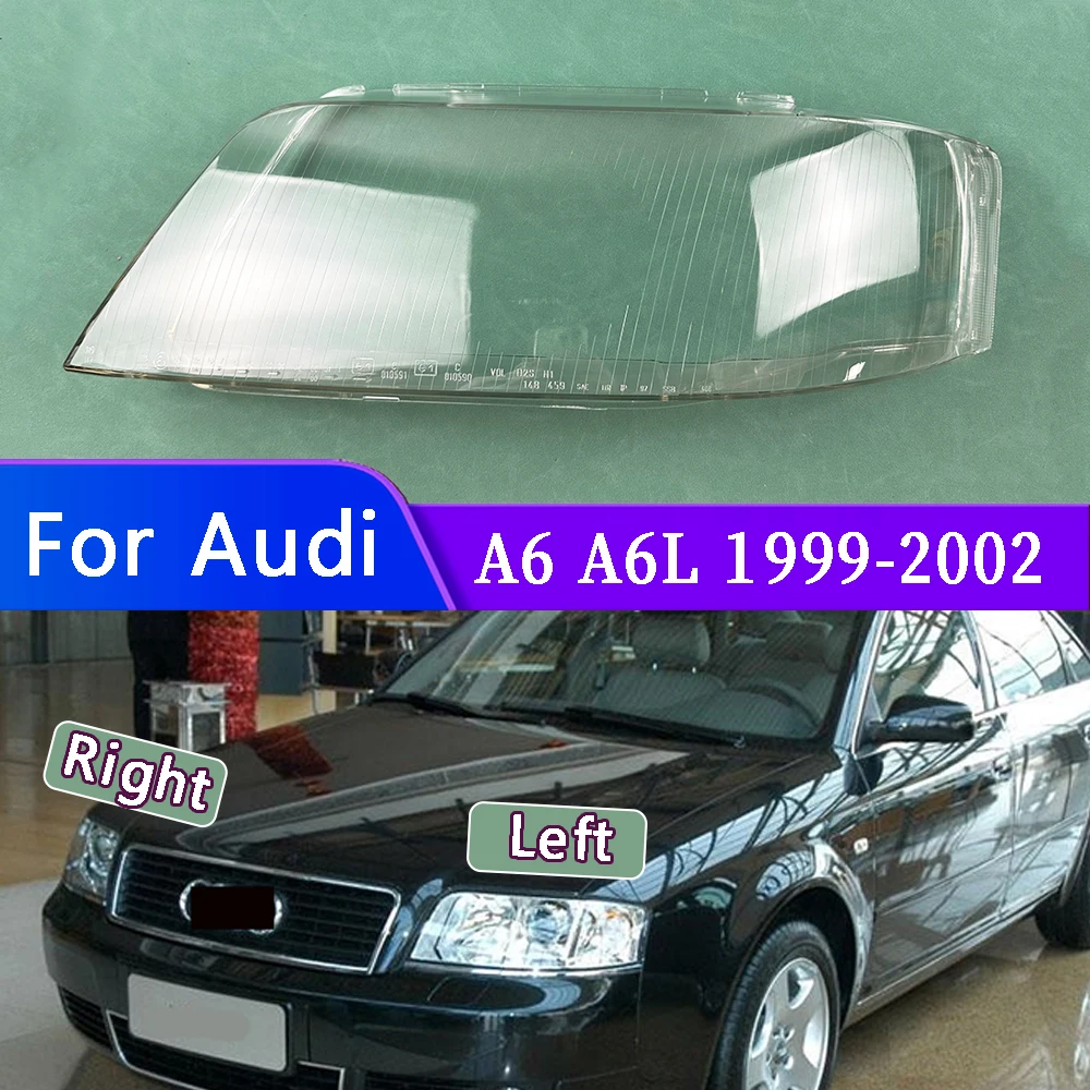 

Чехол для передней фары Audi A6 A6L 1999 2000 2001 2002, прозрачная маска, корпус для передней фары, сменный оригинальный абажур Plexig