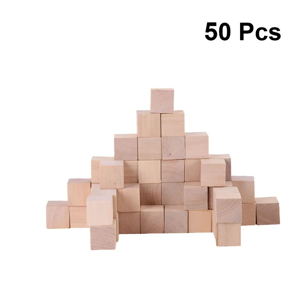 

50Pcs Basswood Square Blocks 2.5cm Smooth Craft Cubes for DIY Home Decor Kids Creative Projects Wooden Cube Set