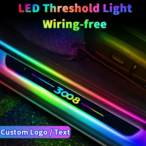 푸조 3008 5008 2008 308 508 4008 자동차 환영 문 조명 씰 라이트 로고 램프 LED 자동차 페달 장식