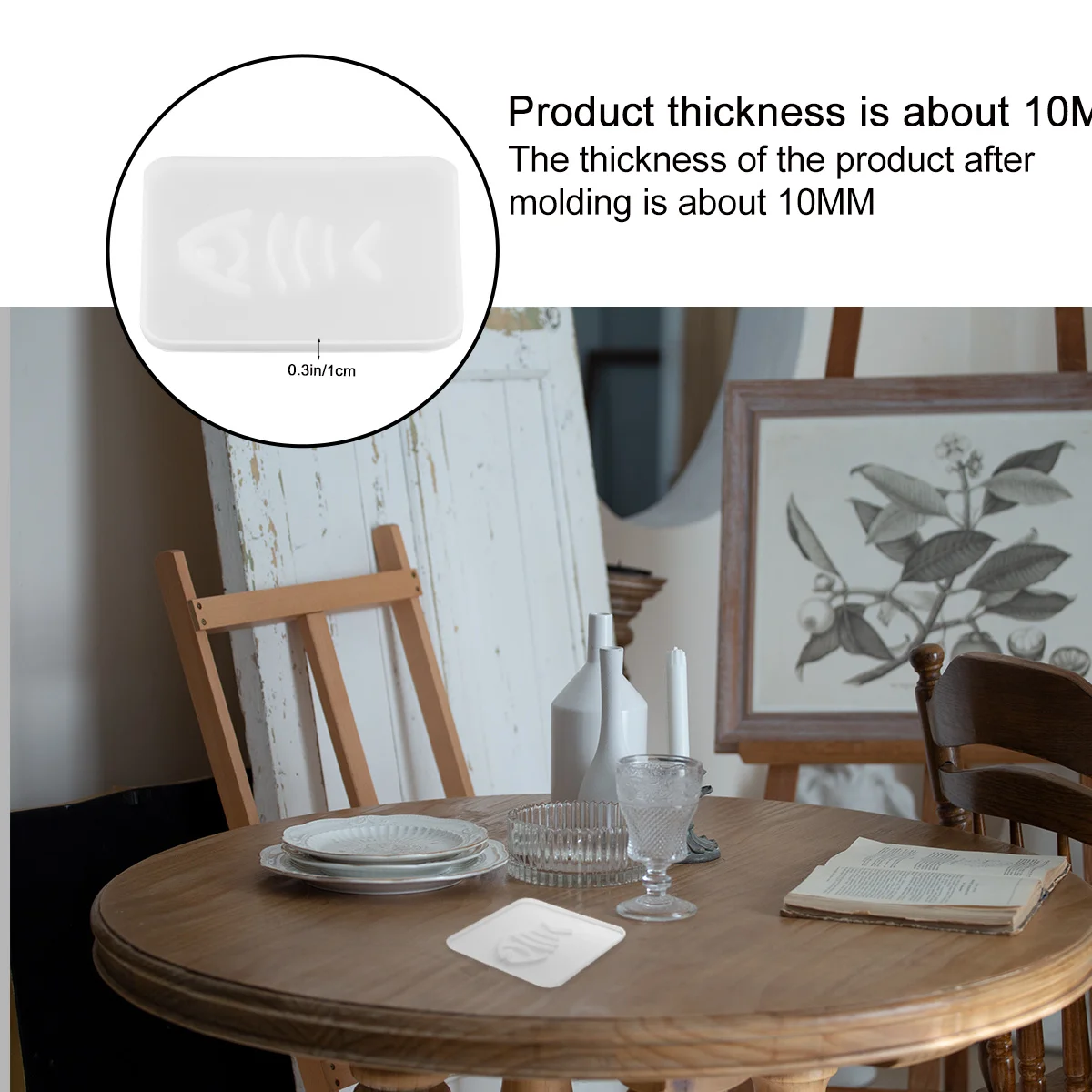 

Coaster Silicone Mold DIY Crystal Epoxy Fish Bone Table Decoration Cup Mat Cake