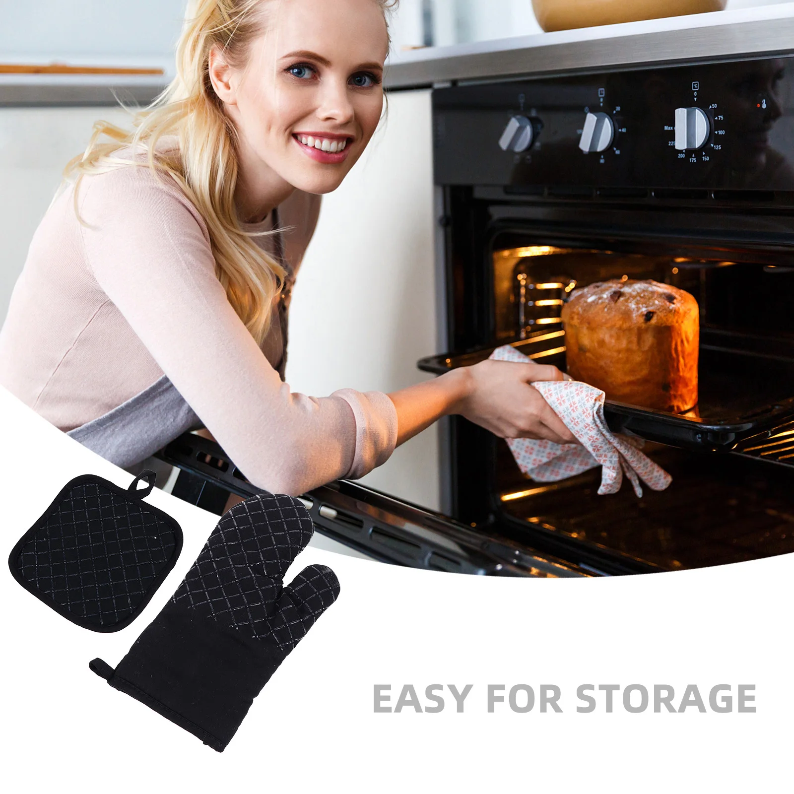 

Silicone Oven Gloves Heat Resistant Mitts Set Mitt Pad Kitchen Cooking Tools Insulation Potholder Steam Protection