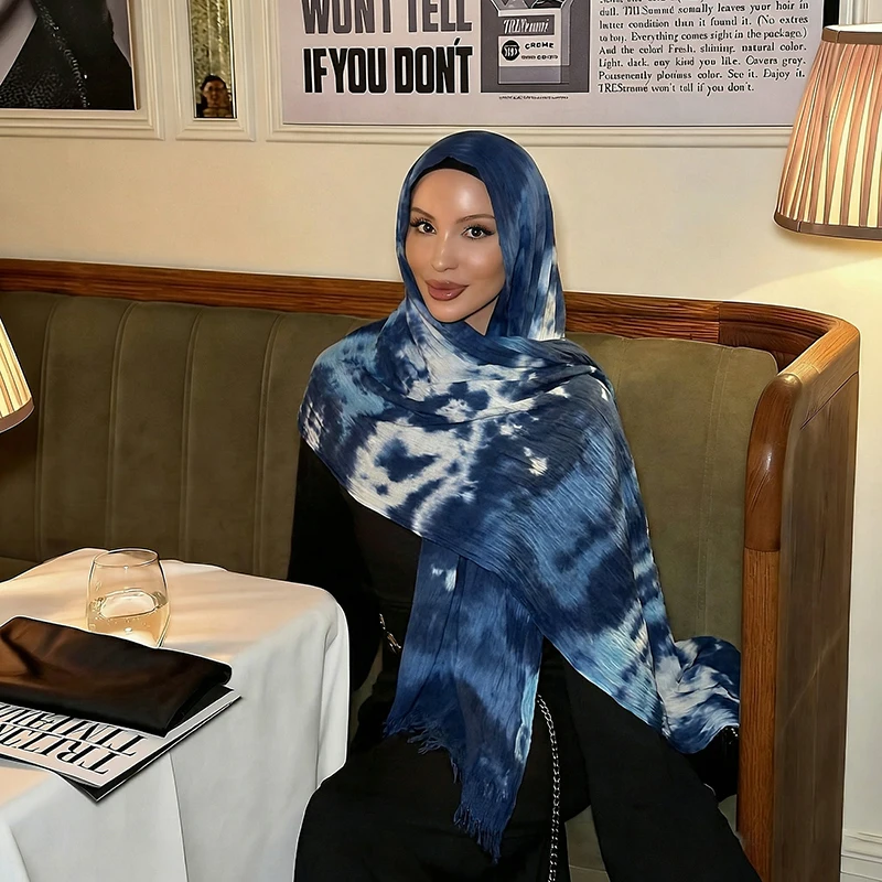 

Богемный хиджаб с акварельным цветочным принтом для женщин: дышащий, мягкий мусульманский хиджаб, шаль, платок, исламский тюрбан, головной убор