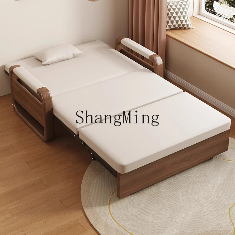 

SM solid wood board sofa folding bed small apartment single double retractable bed living room balcony pull-out bed