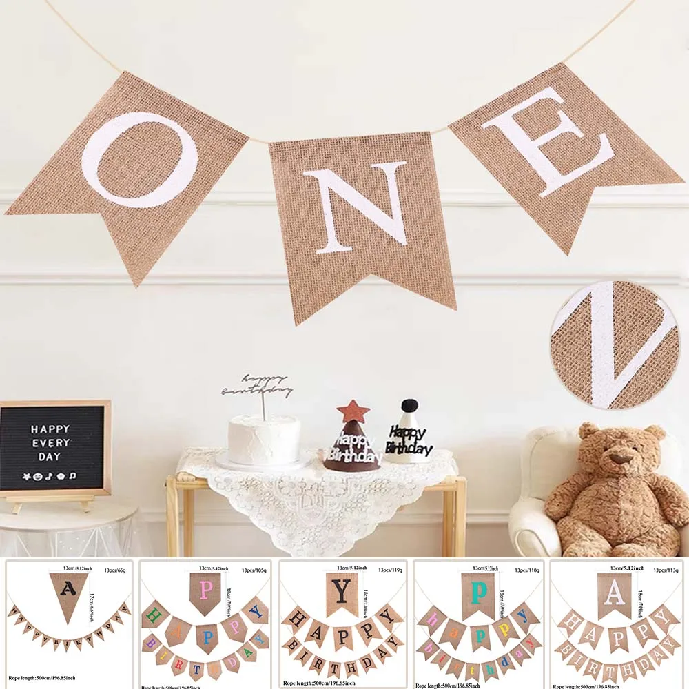 Happy Birthday Letter Flag Birthday Party Decoration Banner Boy Girl Birthday Party Decoration Favors Photo Props Supplies Happy