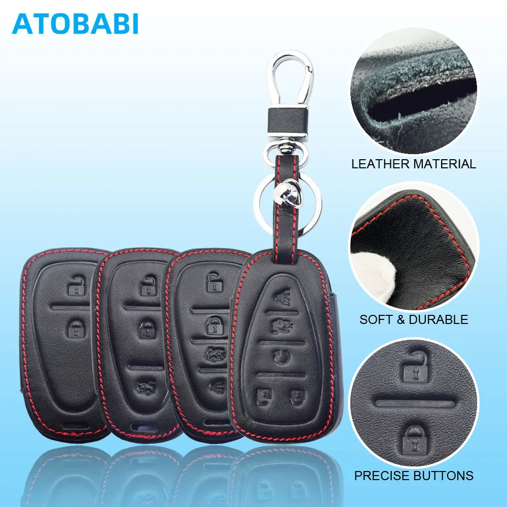 Leather Car Key Cover Bag For Chevrolet Equinox Spark Trax Traverse Blazer Trailblazer Smart Auto Remote Fobs Shell Protect Case