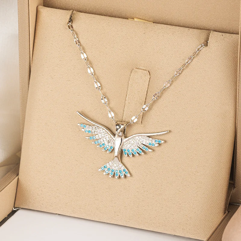 New Design Vintage Alloy Adjustable Rhinestones Eagle Pendant Clavicle Chain Woman Necklaces Jewelry Choker Gift Party